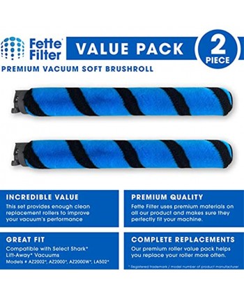 Fette Filter Soft Brush Roll Replacement Compatible with Shark Vertex & Rotator Upright Vacuum. Compare to Part #1483FC2000 Pack of 2