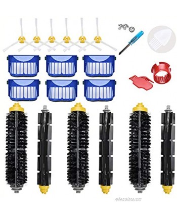 LOVECO Replacement Accessories Kit for iRobot Roomba 600 Series 694 692 690 680 660 665 651 650 614 & 500 Series 595 585 564,6 Filter,6 Side Brush,3 Pairs Bristle and Flexible Beater Brush