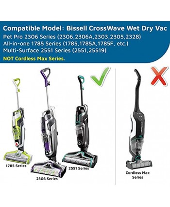 Replacements Part for BISSELL CrossWave All in One Wet Dry Vacuum CrossWave PET PRO and CrossWave Cordless Accessories 2 Multi-Surface Pet Brush Rolls+2 Filters