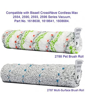 Vacuum Filters 1866，Multi-Surface Pet Brush Roll 2788 and Multi-Surface Brush Roll 2787 for Bissell CrossWave Cordless Max 2554 2590 2593 2596 Series Vacuum Part No. 1618641 & 1608684