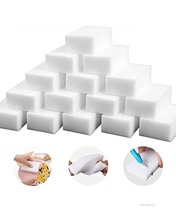 100 Pack Magic Sponge Eraser Extra Thick and Long Lasting Melamine Cleaning Sponges in Bulk Multi Surface Power Scrubber Foam Cleaning Pads Bathtub Floor Baseboard Bathroom Wall Cleaner