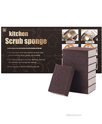6Pcs Emery Sponge Magic Carborundum Sponge Washing Kitchen Cleaner Tool Just Add Water No Odor Durable Thick Nano Sponge Descaling Rust Home Dish Bathroom Cleaning Pads 3.9 x 2.8 x 1 Brown