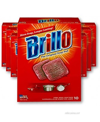 Brillo | Steel Wool Soap Pads | Long Lasting Original Scent Red | 6 Pack 10ct