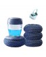 Dish Brush Sponge Scrubber with Soap Dispenser Set: Kitchen Soap Dispensing Scrub with 3 Replacement Scourers and 1 Sink Hanging Storage Bag Eco-friendly Materials Scrubbers for Sink Pot Pan Bathroom