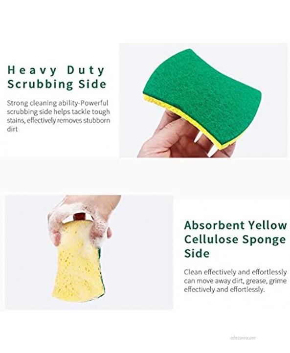 esafio 14pcs Non-Scratch Scrub Sponges Super Absorbent Cellulose Sponge for Kitchen Dishes Bathroom Car Wash Natural Material