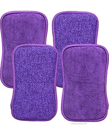 Greenco Microfiber Sponge Scrub Sponges for Cleaning Kitchen Dishwashing and Bathroom Pack of 4 Extra Large 8x5 Inches