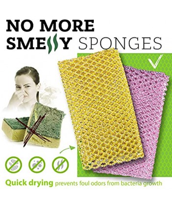 Non-Scratch Heavy Duty Scouring Pad or Pot Scrubber Pads and NO Odor Dish Cloth for All Purpose Dish Washing Combo Pack 2PK 3Pcs