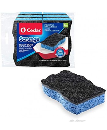 O-Cedar Scrunge Heavy-Duty Scrub Sponge Pack of 6 | Odor-Resistant Multi-Surface Scrubbing Sponge | Lasts 20% Longer Than Regular Sponges