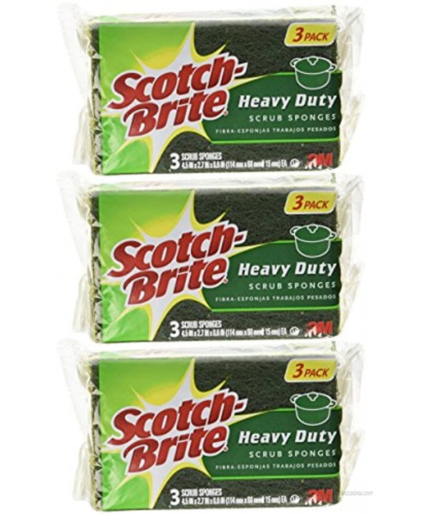 Scotch-Brite Heavy Duty Scrub Sponge 3-Count Pack of 3 Total 9 Sponges