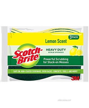 Scotch-Brite Lemon Scented Heavy Duty Scrub Sponges 3 Scrub Sponges