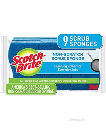 Scotch-Brite Non-Scratch Scrub Sponges For Washing Dishes and Kitchen Use 9 Scrub Sponges