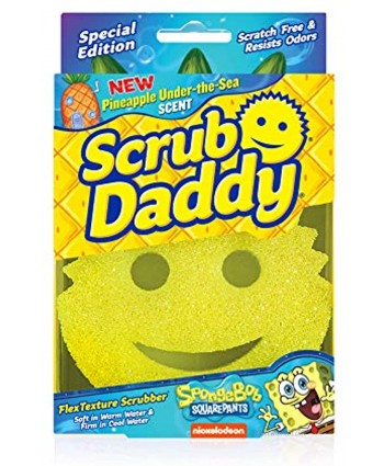Scrub Daddy Sponge Pineapple Scented Scratch-Free Scrubber for Dishes and Home Odor Resistant Soft in Warm Water Firm in Cold Deep Cleaning Dishwasher Safe Multi-use Functional 1ct