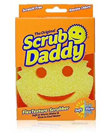 Scrub Daddy The Original FlexTexture Sponge Soft in Warm Water Firm in Cold Deep Cleaning Dishwasher Safe Multi-use Scratch Free Odor Resistant Functional Ergonomic 1ct