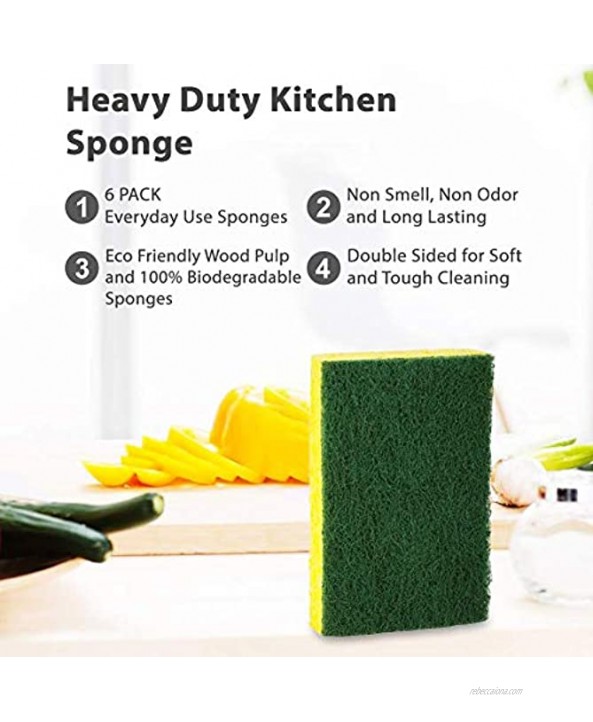 Scrub-It Heavy Duty Scrub Sponge Made from Tough Cellulose Eco Friendly Lasts for Months of Heavy Duty Kitchen Cleaning 12 Pack