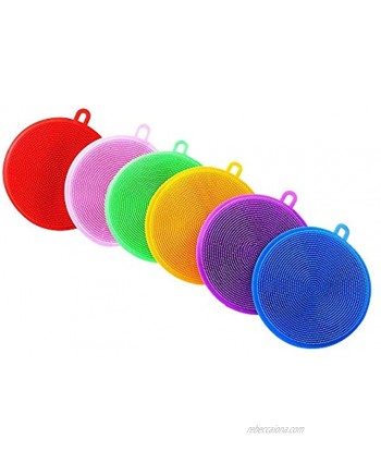 Silicone Sponges – Multi-Use Food Grade Reusable Sponges for Dishes Cleaning Sponges for Kitchen Scrubber Dish Washing Cleaning Shower Fruit and Vegetable Double Sided Silicone Brush – 6 PCS