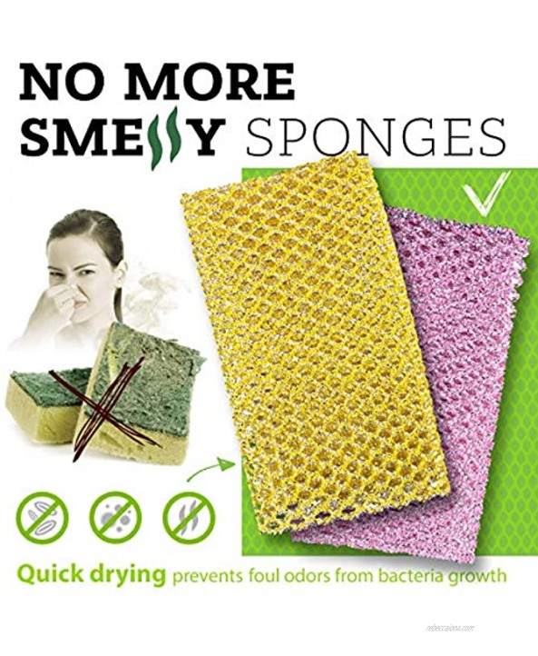 The Best Non-Scratch Dish Cloth Scrubber Sponge for Dishwashing and The Crown Choice Non-Scratch Heavy Duty Scouring Pad or Pot Scrubber Pads 9 Pcs Total