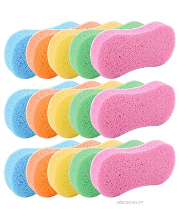 TOPZEA 15 Pcs Car Wash Sponges Handy Cleaning Scrubber Washing Sponge Pads for Cars and Kitchen with Vacuum Compressed Packing 5 Colors