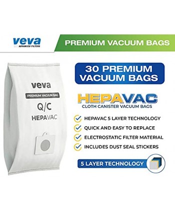 30 Pack VEVA Premium HEPA Vacuum Bags Type Q Cloth Bag compatible with Kenmore Sears canister vacuum cleaners replacement Style C CQ 5055 50557 50558 53292 53291 bags