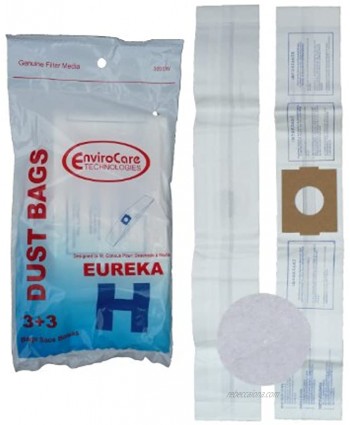 9 Envirocare Replacememt Designed To Fit Eureka H Canister Vacuum Bags + 3 Filters 52323