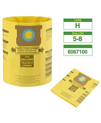 Cabiclean 15 Pack Type H Replacement Vacuum Filter Bags Compatible with Shop Vac 5-8 Gallon Vacuum Replace Part 90671 9067100 Yellow