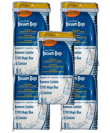 Envirocare Replacement Micro Filtration Vacuum Cleaner Dust Bags made to fit Kenmore Canister Type M 51195 Magic Blue and LG Canisters