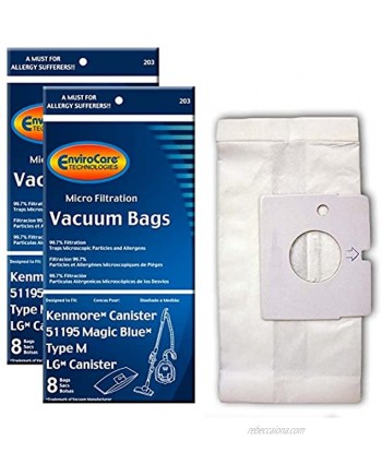 EnviroCare Replacement Vacuum Micro Filtration Vacuum Cleaner Dust Bags Designed to Fit Kenmore Type M 51195 Magic Blue Canisters 16 pack