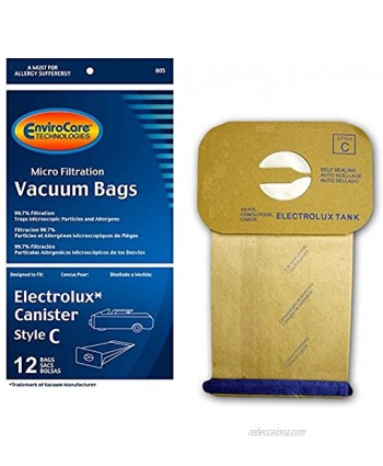 EnviroCare Vacuum Bags for Electrolux Canister Style C Generic Bag of 12
