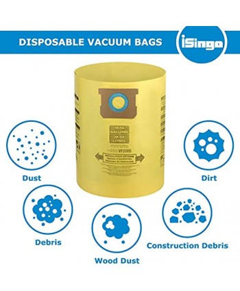 iSingo 10 Pack Shop Vac Bags 9067200 90672 Type I + Type F Replacement for Shop Vac 10-14 Gallon Vacuum Part # 90662 & 90672