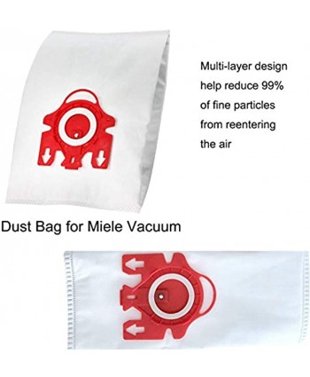 JiajaHao 12pcs Dust Bags for Miele FJM AirClean 3D Efficiency Canister Vacuum Cleaners12 Bags+ 2 Set Filters