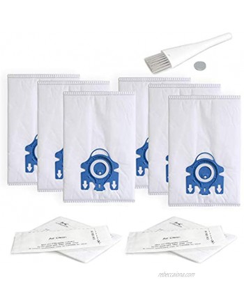 Replacement Airclean GN 3D Bags Compatible with Miele Classic C1 Complete C1 Complete C2 Complete C3 S227 S240 S270,S400,S2,S5,S8 Series Canister Vacuum Cleaner 6 Pack Dust Bags + 2 Set Filters