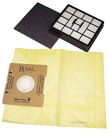 Royal AR10125 Type V SR30015 Canister Vacuum Cleaner Bags 7pk + 1 Filter Genuine Royal-Aire Bags Part AR10125