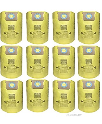 Tispufier 12 Pack VF2005 Replacement Vacuum Filter Bags Compatible with Shop-Vac 9066100 10-14 Gallon Vacuum Type F and Type I Replace Part # 90661 and # 90671