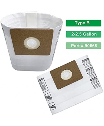 12 Pack Type B Vacuum Filter Bag Compatible with Shop Vac 2-2.5 Gallon Vacuum and All Around EZ Vacuum Part # 90668