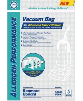 DVC Kenmore Upright Allergen Filtration Cloth Vacuum Cleaner Bags. Fits Style 50688 and 50690-3pk 1