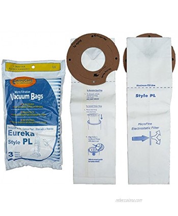 EnviroCare Replacement Micro Filtration Vacuum Cleaner Dust Bags compatible with Eureka Style PL Upright Vacuums 3 Pack