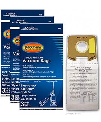 EnviroCare Replacement Micro Filtration Vacuum Cleaner Dust Bags made to fit Eureka Electrolux Sanitaire Style SL Upright Models S782 and SC785 9 Bags