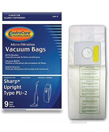 Envirocare Replacement Micro Filtration Vacuum Cleaner Dust Bags made to fit Sharp Upright Type PU-2 9 Pack