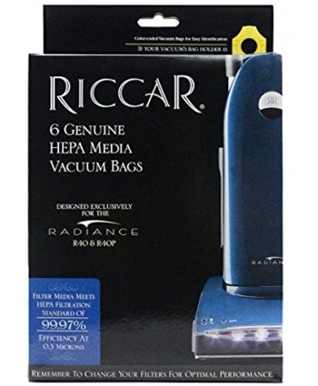 Genuine Riccar Radiance R40 Series HEPA Media Bags # RPH-6 6 pk