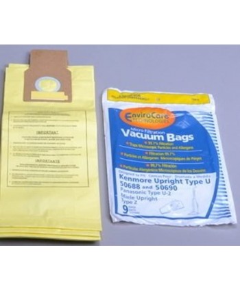 Kenmore 50688 & 50690 Style U Microlined Upright Vacuum Cleaner Bags by EnviroCare 9 Pack Part # 159-9. 9 Bags