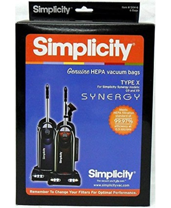 Simplicity Type X HEPA Synergy Vacuum Cleaner Bags 6 Pack