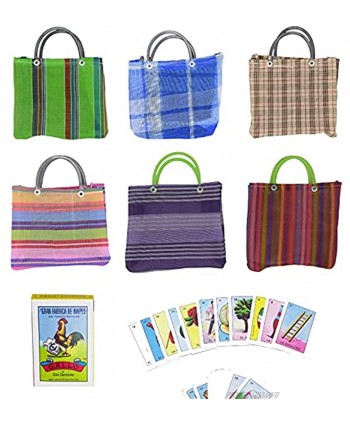 6 Mexican Tote Bags Mini Mercado Style Candy Bags Ideal for Mexican Party -