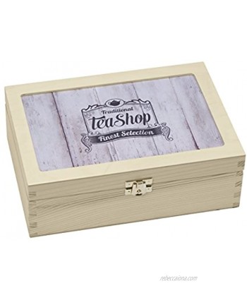 Contento 4028126230794 Teabox Traditional Shop .-Natur Storage Box for Wooden Tea Bags One Size Beige