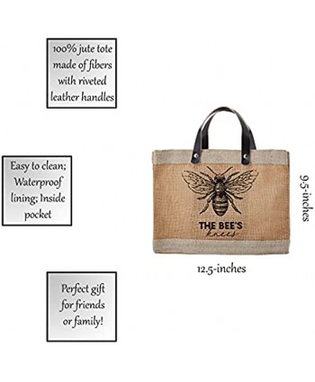 Creative Brands Hold Everything Waterproof Jute Tote Bag Mini Bees Knees