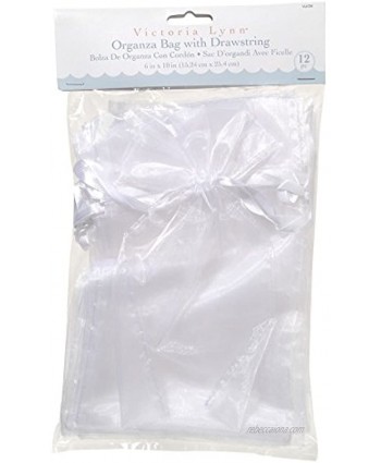 Darice VL610W 12-Piece Organza Bag 6 by 10-Inch White