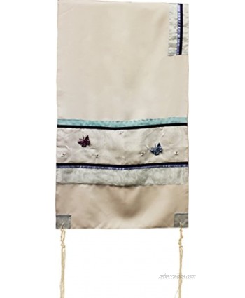 Majestic Giftware Gift Bag Tallis Viscose Light Butterfly Applique 20" x 72" Blue Purple