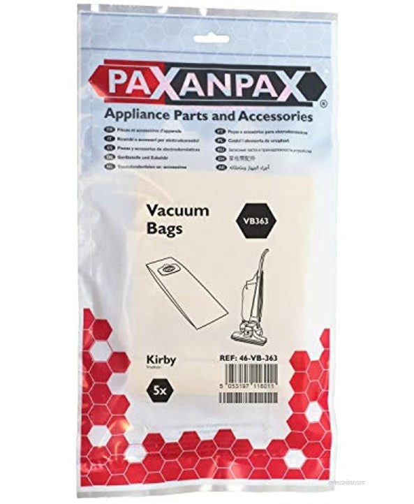 Paxanpax VB363 Compatible Paper Bags Kirby Tradition Series Pack of 5