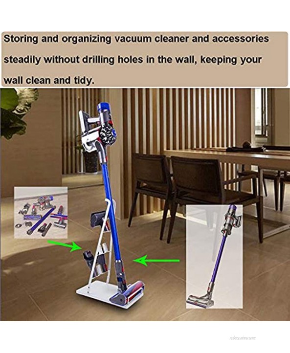 Ashineme Universal Vacuum Floor Stand for Dyson V11 V10 V8 V7 V6 Vacuum Cleaner and Other Brands Handheld Electric Vacuums Metal Storage Bracket Stand with Attachments HolderWhite