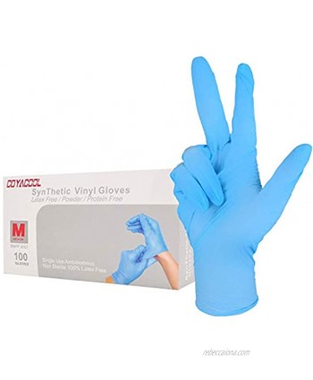 Coyacool Gloves Disposable Latex Free Disposable Gloves,Powder Free 4 Mil Thick-Food Grade Gloves,100 Pc. Medium Cleaning Gloves Blue