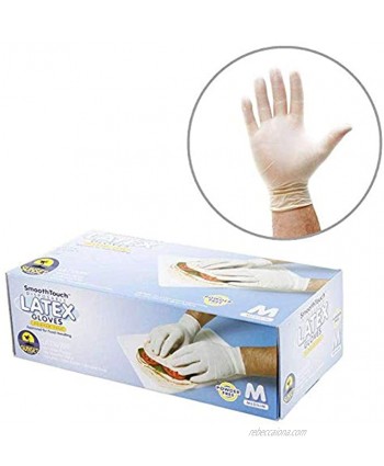 200 Medium Size Disposable Latex Gloves Powder Free Smooth Touch Food Service Grade Non-Sterile [2x100 Pack]