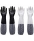 2pcs Long Sleeve Gloves Reusable Dishwashing Gloves Suitable for Household Kitchen Oven Pet Cleaning Garden white + Black